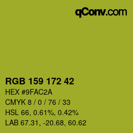 颜色代码: RGB 159 172 42 | qconv.com