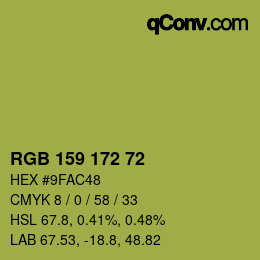 Color code: RGB 159 172 72 | qconv.com