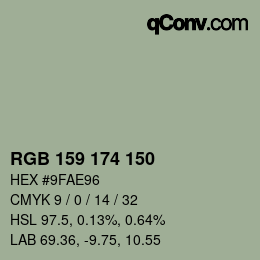 カラーコード: RGB 159 174 150 | qconv.com