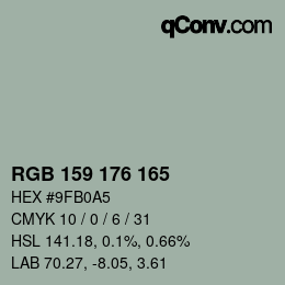 Code couleur: RGB 159 176 165 | qconv.com