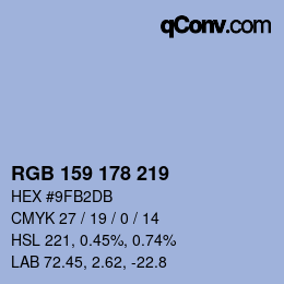 Código de color: RGB 159 178 219 | qconv.com