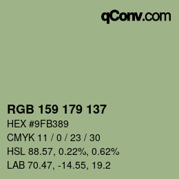 Farbcode: RGB 159 179 137 | qconv.com