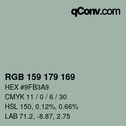 Code couleur: RGB 159 179 169 | qconv.com
