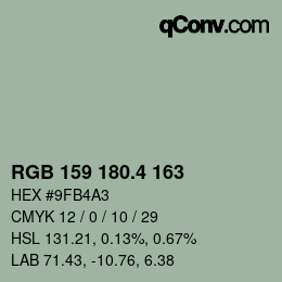 カラーコード: RGB 159 180.4 163 | qconv.com