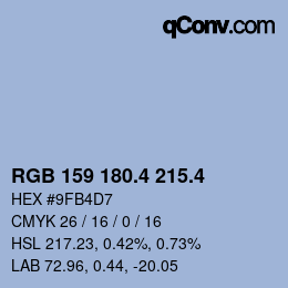 カラーコード: RGB 159 180.4 215.4 | qconv.com