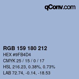 Color code: RGB 159 180 212 | qconv.com