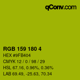 Color code: RGB 159 180 4 | qconv.com