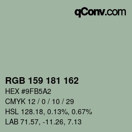 Color code: RGB 159 181 162 | qconv.com