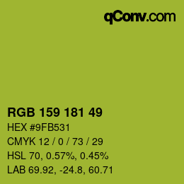 Color code: RGB 159 181 49 | qconv.com
