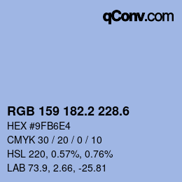 カラーコード: RGB 159 182.2 228.6 | qconv.com