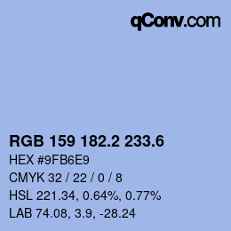 カラーコード: RGB 159 182.2 233.6 | qconv.com