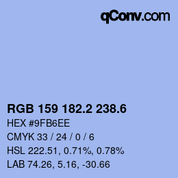 カラーコード: RGB 159 182.2 238.6 | qconv.com