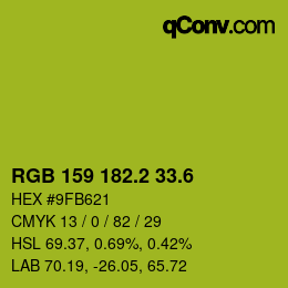 カラーコード: RGB 159 182.2 33.6 | qconv.com