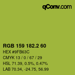 カラーコード: RGB 159 182.2 60 | qconv.com
