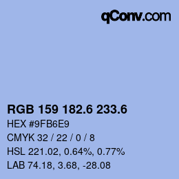 カラーコード: RGB 159 182.6 233.6 | qconv.com