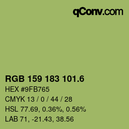 カラーコード: RGB 159 183 101.6 | qconv.com