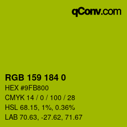 颜色代码: RGB 159 184 0 | qconv.com