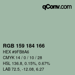 Color code: RGB 159 184 166 | qconv.com