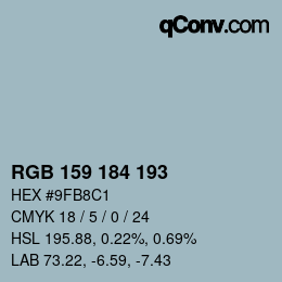 カラーコード: RGB 159 184 193 | qconv.com