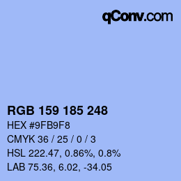 カラーコード: RGB 159 185 248 | qconv.com