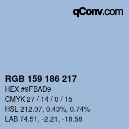 カラーコード: RGB 159 186 217 | qconv.com