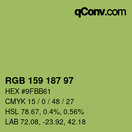 Color code: RGB 159 187 97 | qconv.com