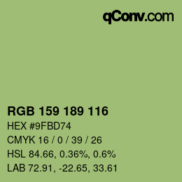 カラーコード: RGB 159 189 116 | qconv.com