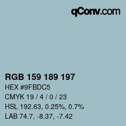 カラーコード: RGB 159 189 197 | qconv.com