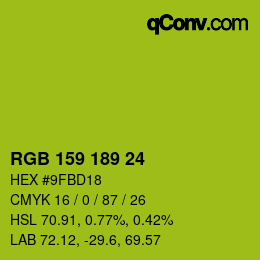 カラーコード: RGB 159 189 24 | qconv.com