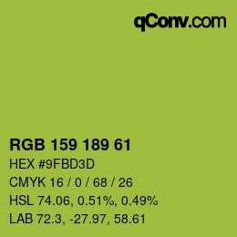 颜色代码: RGB 159 189 61 | qconv.com