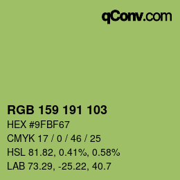 カラーコード: RGB 159 191 103 | qconv.com