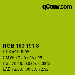 颜色代码: RGB 159 191 8 | qconv.com