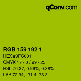 カラーコード: RGB 159 192 1 | qconv.com