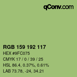 Color code: RGB 159 192 117 | qconv.com