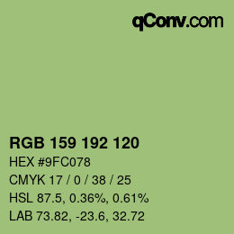カラーコード: RGB 159 192 120 | qconv.com