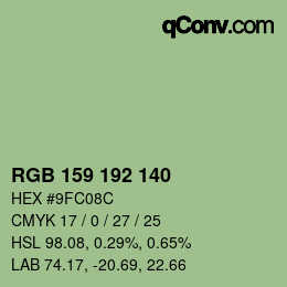 颜色代码: RGB 159 192 140 | qconv.com