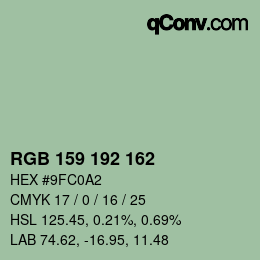 Código de color: RGB 159 192 162 | qconv.com