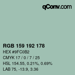 カラーコード: RGB 159 192 178 | qconv.com
