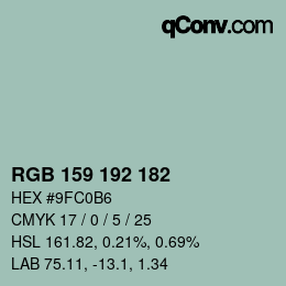 カラーコード: RGB 159 192 182 | qconv.com