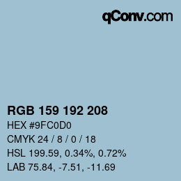カラーコード: RGB 159 192 208 | qconv.com