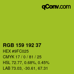カラーコード: RGB 159 192 37 | qconv.com