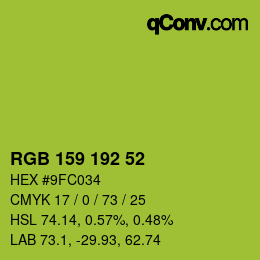 Color code: RGB 159 192 52 | qconv.com