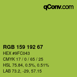 Color code: RGB 159 192 67 | qconv.com