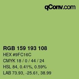Código de color: RGB 159 193 108 | qconv.com
