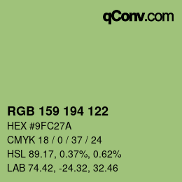 Código de color: RGB 159 194 122 | qconv.com