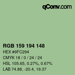 Color code: RGB 159 194 148 | qconv.com