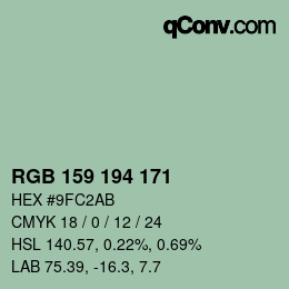 Código de color: RGB 159 194 171 | qconv.com