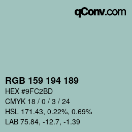 カラーコード: RGB 159 194 189 | qconv.com