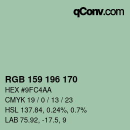 Farbcode: RGB 159 196 170 | qconv.com
