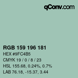 Color code: RGB 159 196 181 | qconv.com